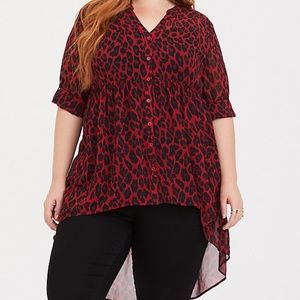 Torrid Lexie Red Leopard Chiffon Tunic NWT size2